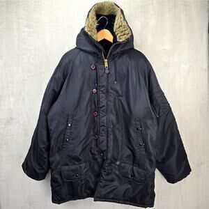 Extreme Cold Weather Parka Jacket Men Sz M Type N-3B Faux Fur Zip Hood Military